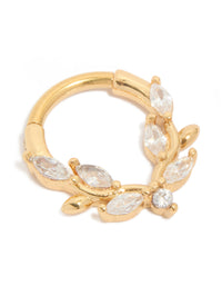 Gold Plated Titanium Cubic Zirconia Vine Clicker Ring - link has visual effect only
