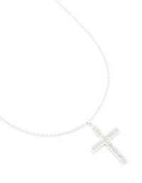 Silver Plated Diamante Box Cross Necklace - link has visual effect only