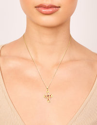 Gold Plated Vintage Red Cross Necklace - link has visual effect only