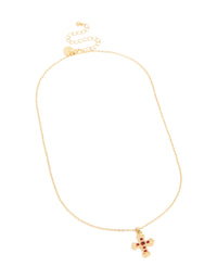 Gold Plated Vintage Red Cross Necklace - link has visual effect only