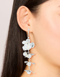 Silver Pearls & Bold Flower Drop Earrings - link has visual effect only
