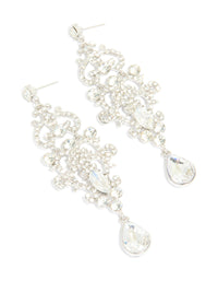 Silver Diamante Fancy Swirl Drop Earrings - link has visual effect only