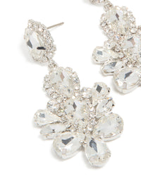 Silver Diamante Mini Floral Drop Earrings - link has visual effect only
