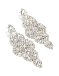 Silver Diamante Dazzling Drop Earrings - link has visual effect only