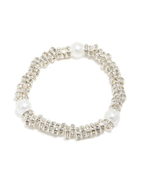 Silver Diamante Loops & Pearl Stretch Bracelet - link has visual effect only