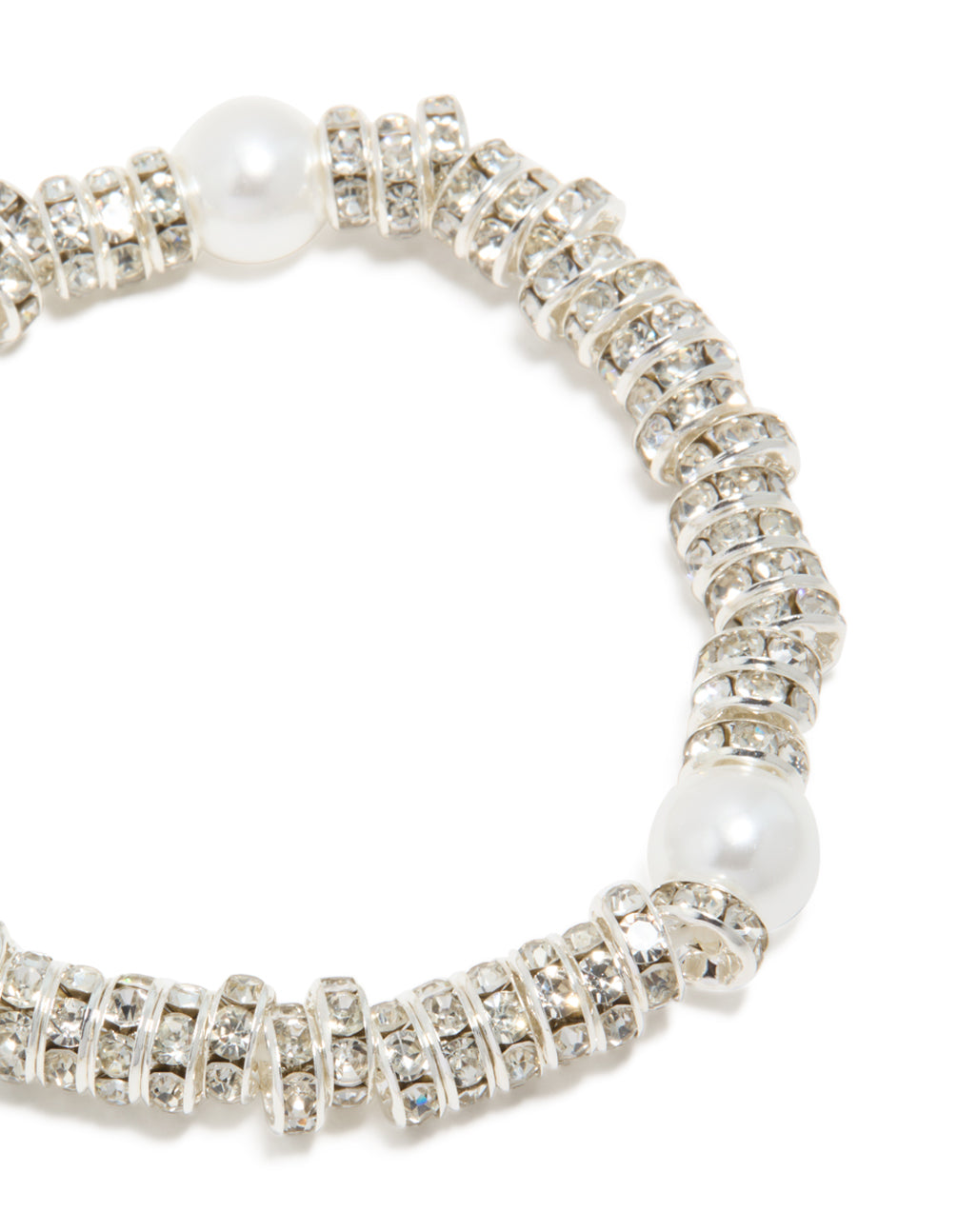 Silver Diamante Loops & Pearl Stretch Bracelet