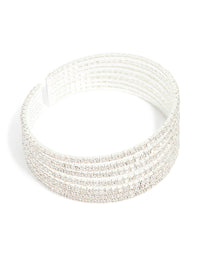 Silver Diamante Shiny Seven Layered Wrist Cuff - link has visual effect only
