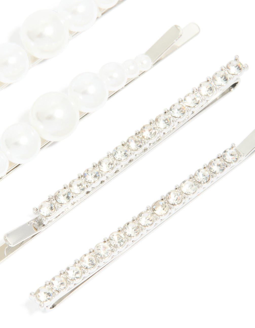 Silver Multi Pearl Hair Clips 4-Pack