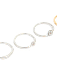 Mixed Metal Surgical Steel Open Nose Rings 6-Pack - link has visual effect only
