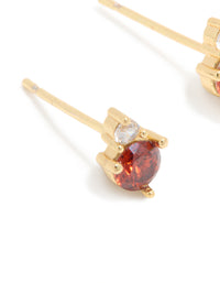 Waterproof Gold Plated Stainless Steel July Cubic Zirconia Duo Stud Earrings - link has visual effect only