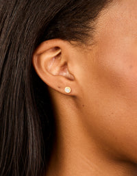 Waterproof Gold Plated Stainless Steel Cubic Zirconia April Bezel Set Stud Earrings - link has visual effect only