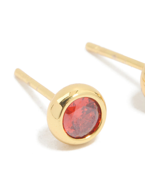 Waterproof Stainless Steel Cubic Zirconia January Birthstone Bezel Set Stud Earrings