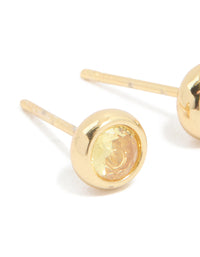 Waterproof Gold Plated Stainless Steel Cubic Zirconia November Birthstone Bezel Set Stud Earrings - link has visual effect only
