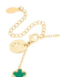 Waterproof Gold Plated Stainless Steel Dark Green Petal Flower Charm Bracelet - link has visual effect only