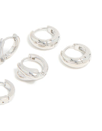 Waterproof Stainless Steel Chunky Huggie Earrings 3-Pack - link has visual effect only