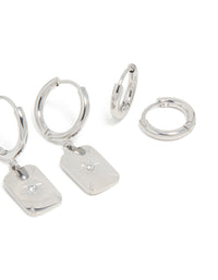 Waterproof Stainless Steel Star & Disc Earrings 3-Pack - link has visual effect only