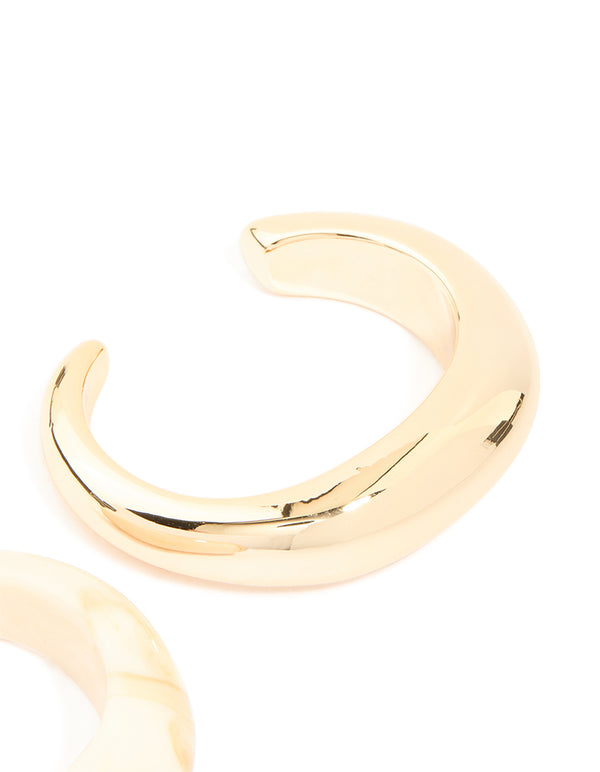 Gold & White Resin Bangles 2-Pack