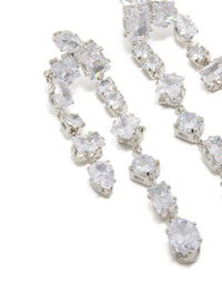 Silver Cubic Zirconia Multi Asymmetrical Drop Earrings - link has visual effect only