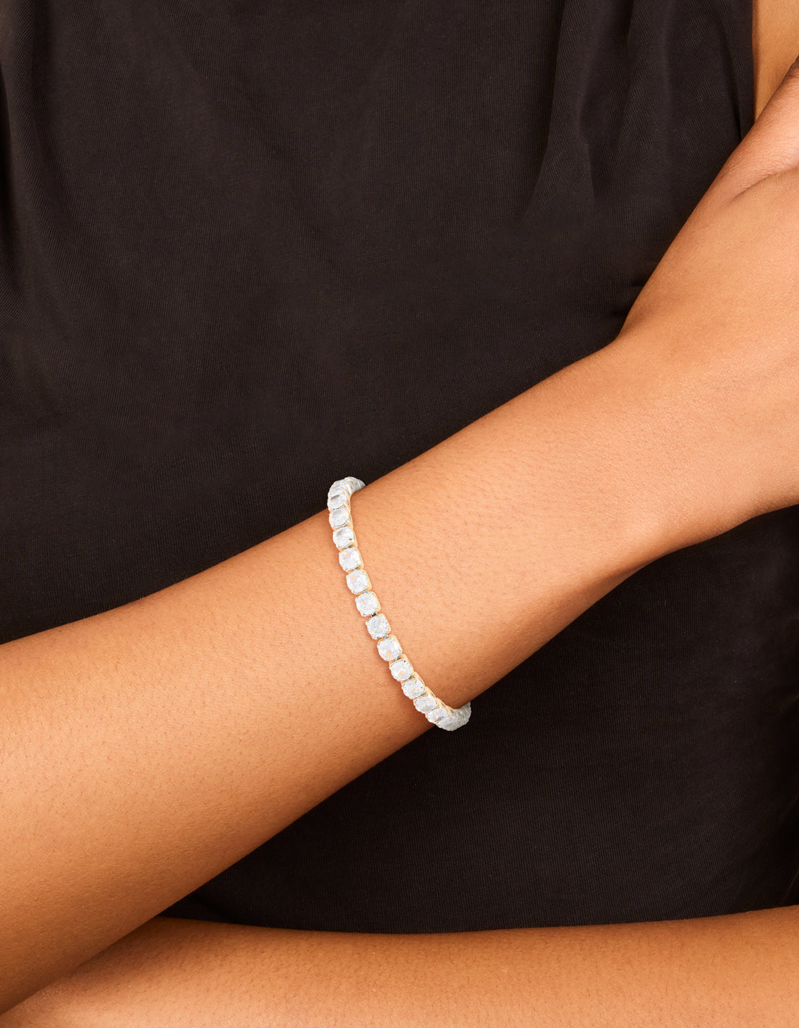 Silver Cubic Zirconia Square Magnetic Tennis Bracelet