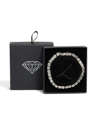 Silver Cubic Zirconia Square Magnetic Tennis Bracelet - link has visual effect only