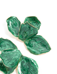 Emerald Green Coated Metal Half Flower Petal Drop Earrings - link has visual effect only