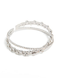 Silver Diamante Crossed Circle Wrist Cuff - link has visual effect only
