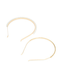Gold Shiny & Pearl Headbands 2-Pack - link has visual effect only