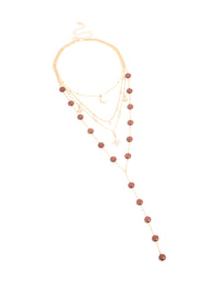 Gold Celestial Multi Rust Beaded Layered Y-Necklace - link has visual effect only