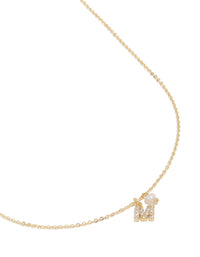 Gold Plated Cubic Zirconia & Pearl Letter M Necklace - link has visual effect only