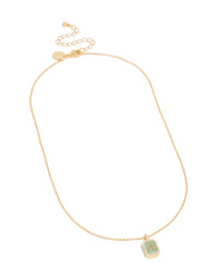 Gold Plated Brass Cubic Zirconia Letter A Tag Necklace - link has visual effect only