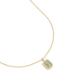 Gold Plated Brass Cubic Zirconia Letter S Tag Necklace - link has visual effect only