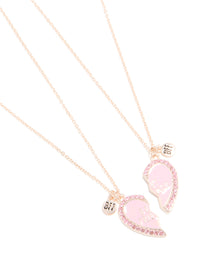 Kids Rose Gold Diamante BFF Heart Necklaces 2-Pack - link has visual effect only