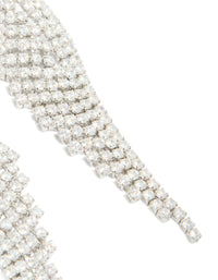 Silver Cubic Zirconia Statement Wing Drop Earrings - link has visual effect only