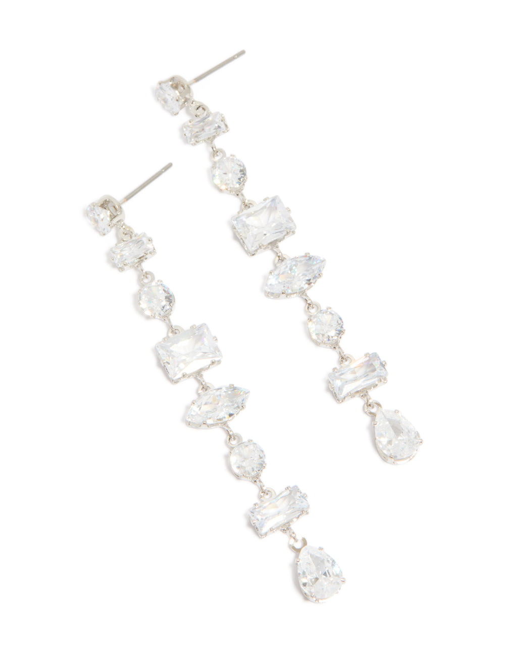 Silver Cubic Zirconia Mixed Drop Earrings
