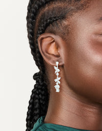 Silver Cubic Zirconia Dainty Floral Drop Earrings - link has visual effect only