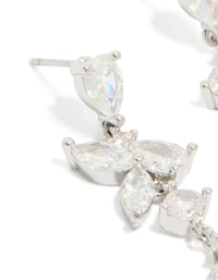 Silver Cubic Zirconia Dainty Floral Drop Earrings - link has visual effect only