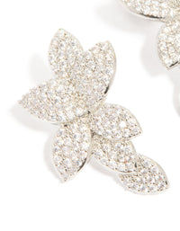 Silver Cubic Zirconia Pave Flower Stud Earrings - link has visual effect only