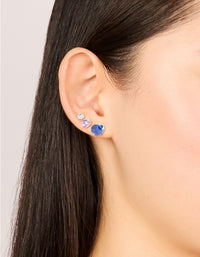 Silver Multicoloured Cubic Zirconia Stud Earrings 3 Pack - link has visual effect only