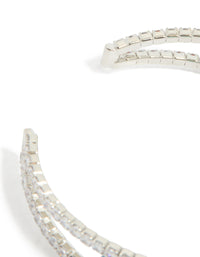 Silver Blue Cubic Zirconia Statement Oval Wrist Cuff - link has visual effect only