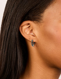 Gold Black Enamel Small Twisted Hoop Earrings - link has visual effect only