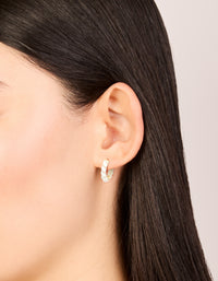 Gold White Enamel Small Twisted Hoop Earrings - link has visual effect only