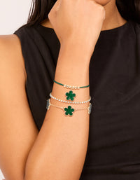 Gold Tennis & Cord Flower Bracelets 3-Pack - link has visual effect only