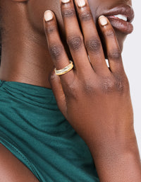 Waterproof mixed-plated stainless steel thin stacking rings with cubic zirconia, available in a 3-pack featuring statement styling on finger view - link has visual effect only