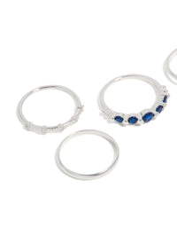 Silver Plated Dainty Cubic Zirconia Stacking Rings 5-Pack - link has visual effect only