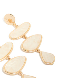 Gold Cream Irregular Link Drop Earrings - link has visual effect only