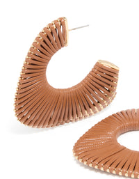 Gold Modern Brown Wrapped Hoop Earrings - link has visual effect only