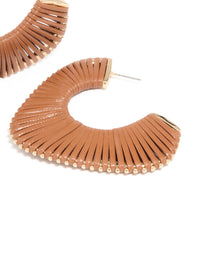 Gold Modern Brown Wrapped Hoop Earrings - link has visual effect only
