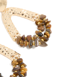 Gold Tigers Eye Semi Precious Stone Chip & Molten Drop Earrings - link has visual effect only