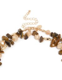 Acrylic Beaded & Tigers Eye Semi Precious Stone Boho Layered Necklace - link has visual effect only