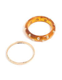 Gold & Brown Acrylic Studded Bangles 2-Pack - link has visual effect only